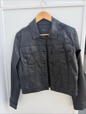 Classic Black Faux Leather Jacket - Women's